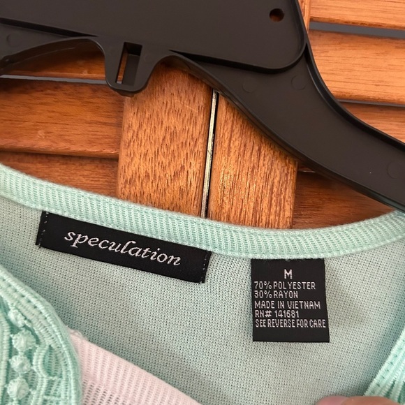 Speculation Women’s Turquoise Laced 3/4 Quarter Sleeve Blouse Sz M - Picture 4 of 6